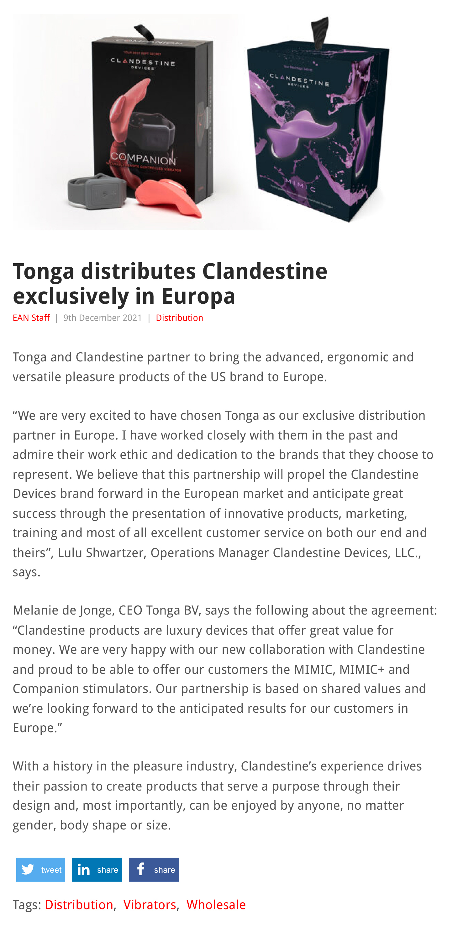 2021-12 EAN Online - Tonga and Clandestine